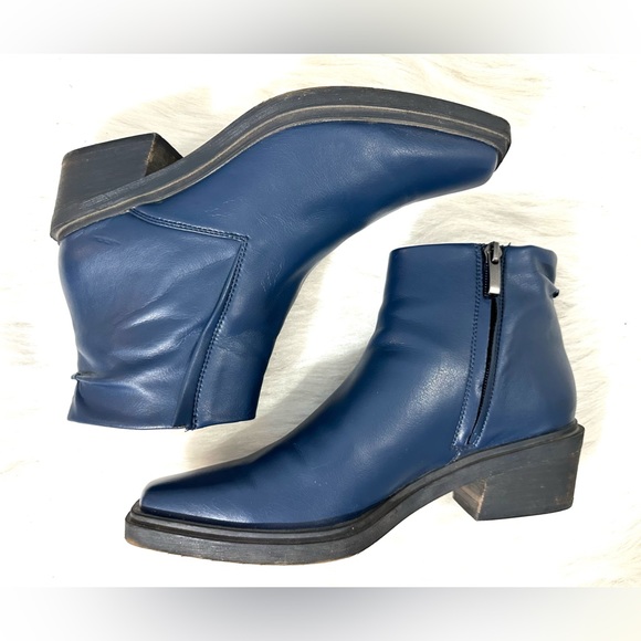 Franco Sarto Ladies Forta Square Toe Ankle Boots Vegan Leather Blue Size 8 EUC - Picture 6 of 9